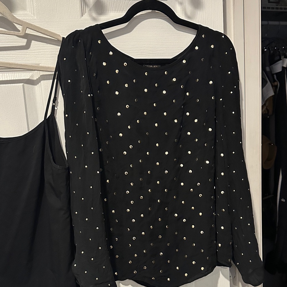 Cynthia Steffe Black Blouse with Gold Details